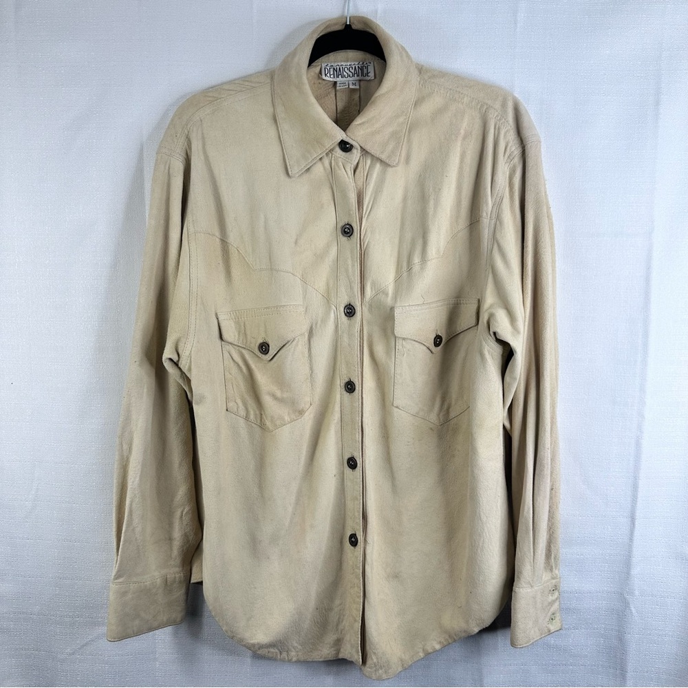 Vintage La Nauvaulle Renaissance 100% leather button up shirt fall spring winter